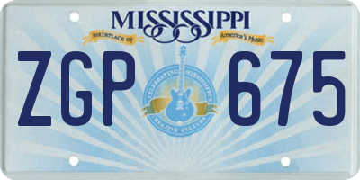 MS license plate ZGP675