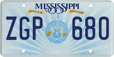 MS license plate ZGP680