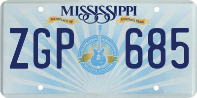MS license plate ZGP685