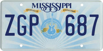 MS license plate ZGP687