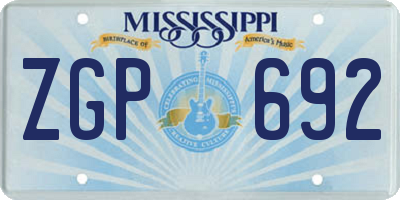 MS license plate ZGP692