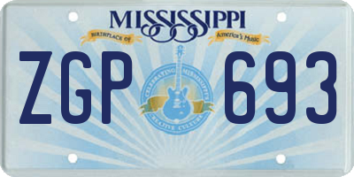 MS license plate ZGP693