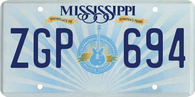 MS license plate ZGP694