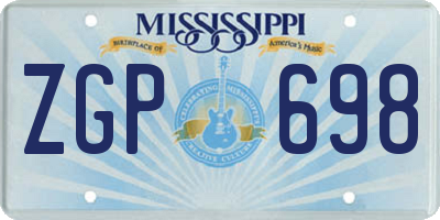 MS license plate ZGP698