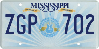 MS license plate ZGP702