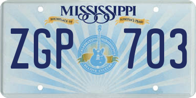 MS license plate ZGP703