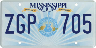 MS license plate ZGP705