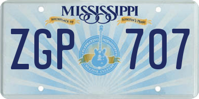 MS license plate ZGP707