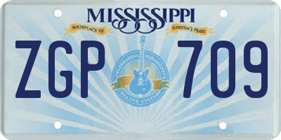 MS license plate ZGP709