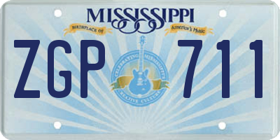 MS license plate ZGP711