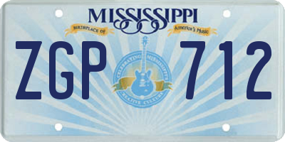MS license plate ZGP712