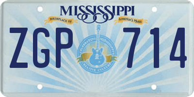 MS license plate ZGP714