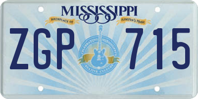 MS license plate ZGP715