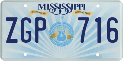 MS license plate ZGP716