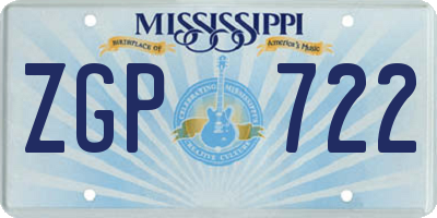 MS license plate ZGP722