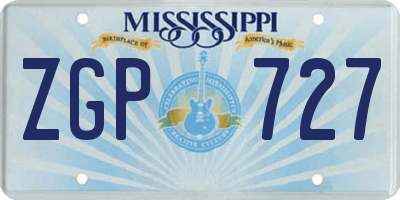 MS license plate ZGP727
