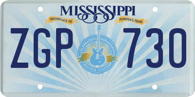 MS license plate ZGP730