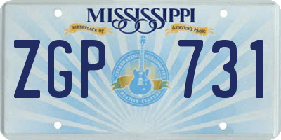 MS license plate ZGP731