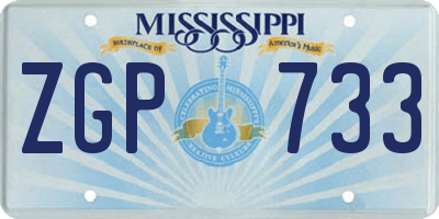 MS license plate ZGP733