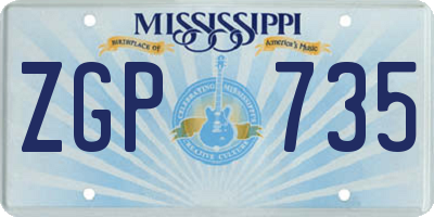 MS license plate ZGP735