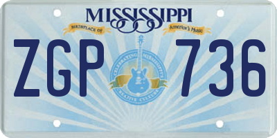 MS license plate ZGP736