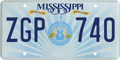 MS license plate ZGP740