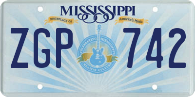 MS license plate ZGP742