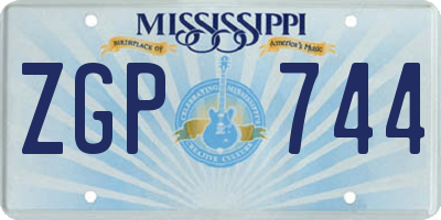 MS license plate ZGP744