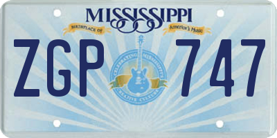 MS license plate ZGP747