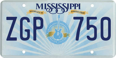 MS license plate ZGP750