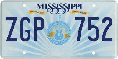 MS license plate ZGP752