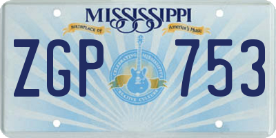 MS license plate ZGP753