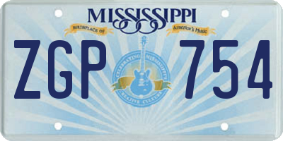 MS license plate ZGP754