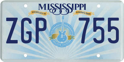 MS license plate ZGP755