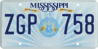 MS license plate ZGP758