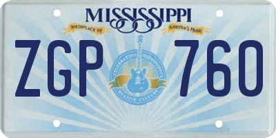 MS license plate ZGP760