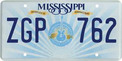 MS license plate ZGP762