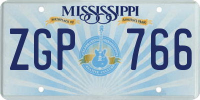 MS license plate ZGP766