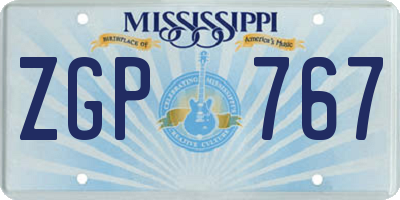 MS license plate ZGP767