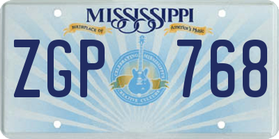 MS license plate ZGP768