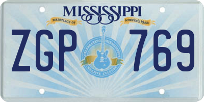MS license plate ZGP769
