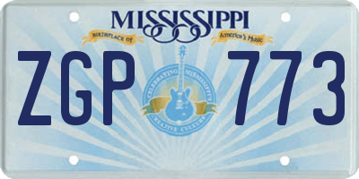 MS license plate ZGP773
