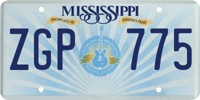 MS license plate ZGP775