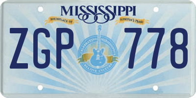 MS license plate ZGP778