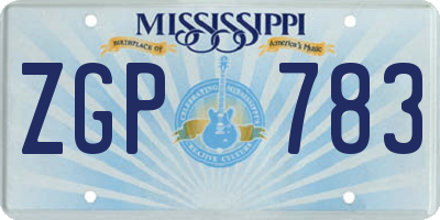 MS license plate ZGP783