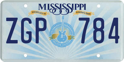 MS license plate ZGP784