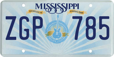 MS license plate ZGP785