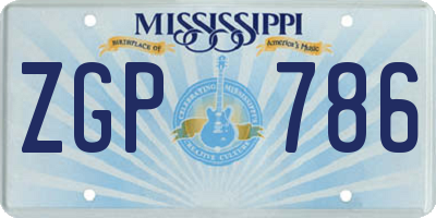 MS license plate ZGP786