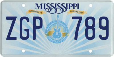 MS license plate ZGP789
