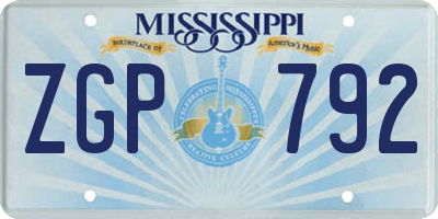 MS license plate ZGP792